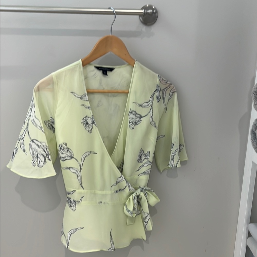 Banana Republic Green Wrap Tie Front Blouse